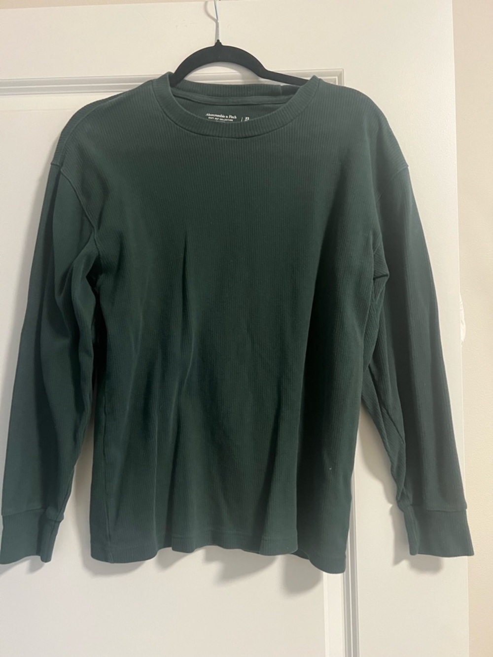 Abercrombie & Fitch Long-Sleeve Waffle Crew Shirt - Forest Green